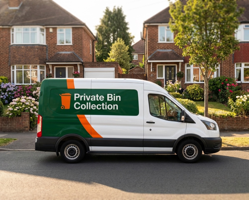 Local bin collection van serving Worthing neighbourhood